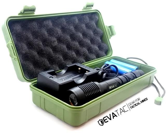 evatac flashlight with its case