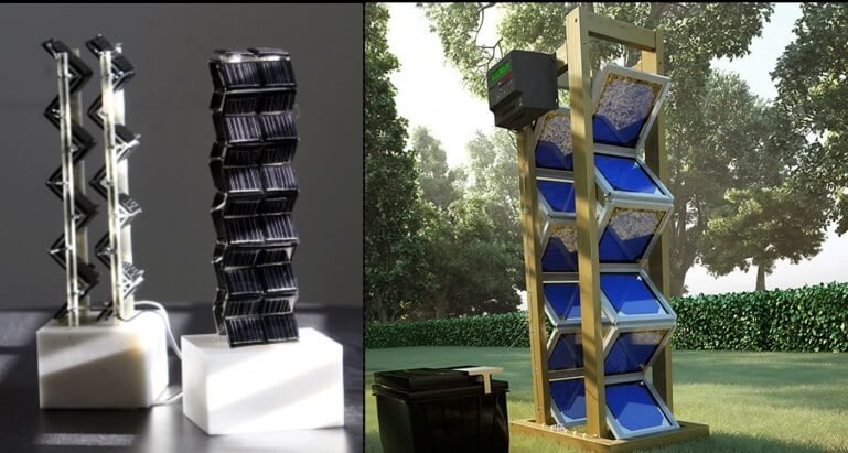 MIT's 3D Solar Tower prototype and real-life, man-sized 3D Solar tower system.