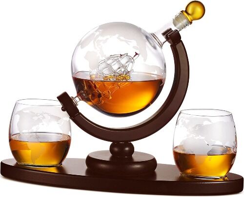 Whiskey Decanter Globe Set 2