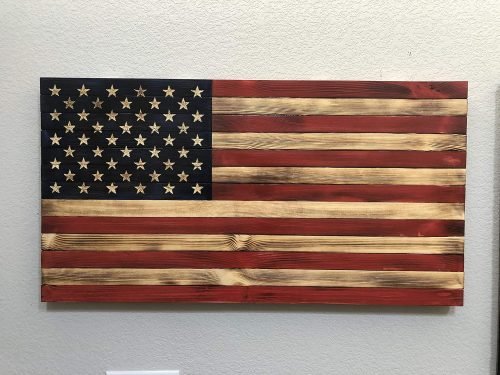 Handcarved Wood American Flag