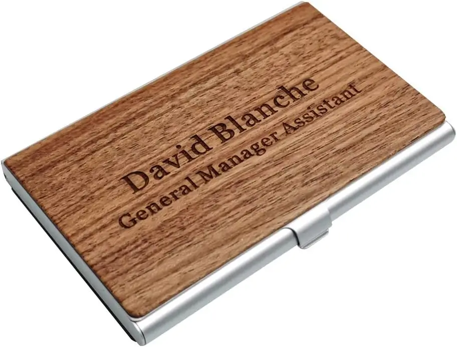 wooden business card holder