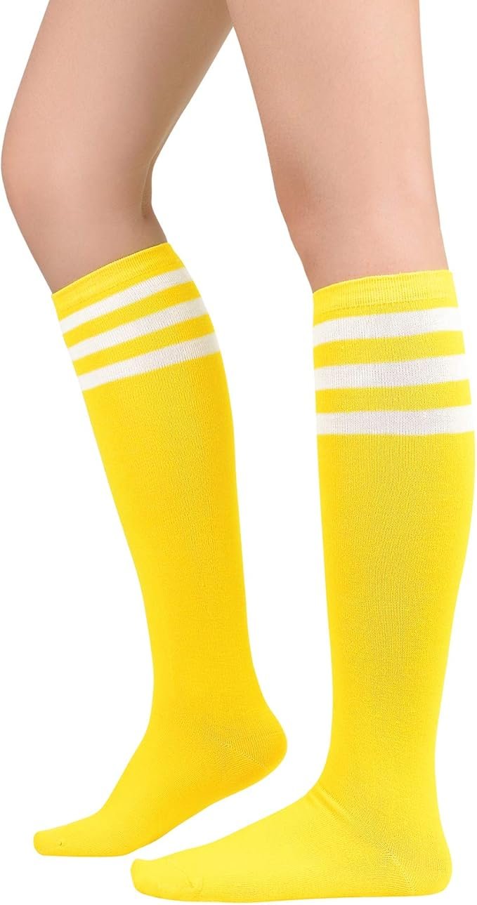 Yellow Athletic Knee High Socks