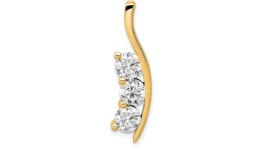 gold diamond three stone pendant