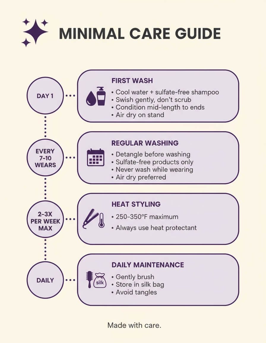 The Ultimate Guide to the Best Human Hair Wigs on AliExpress 11 Infographic showing the minimum requirements to care for Your AliExpress Wig