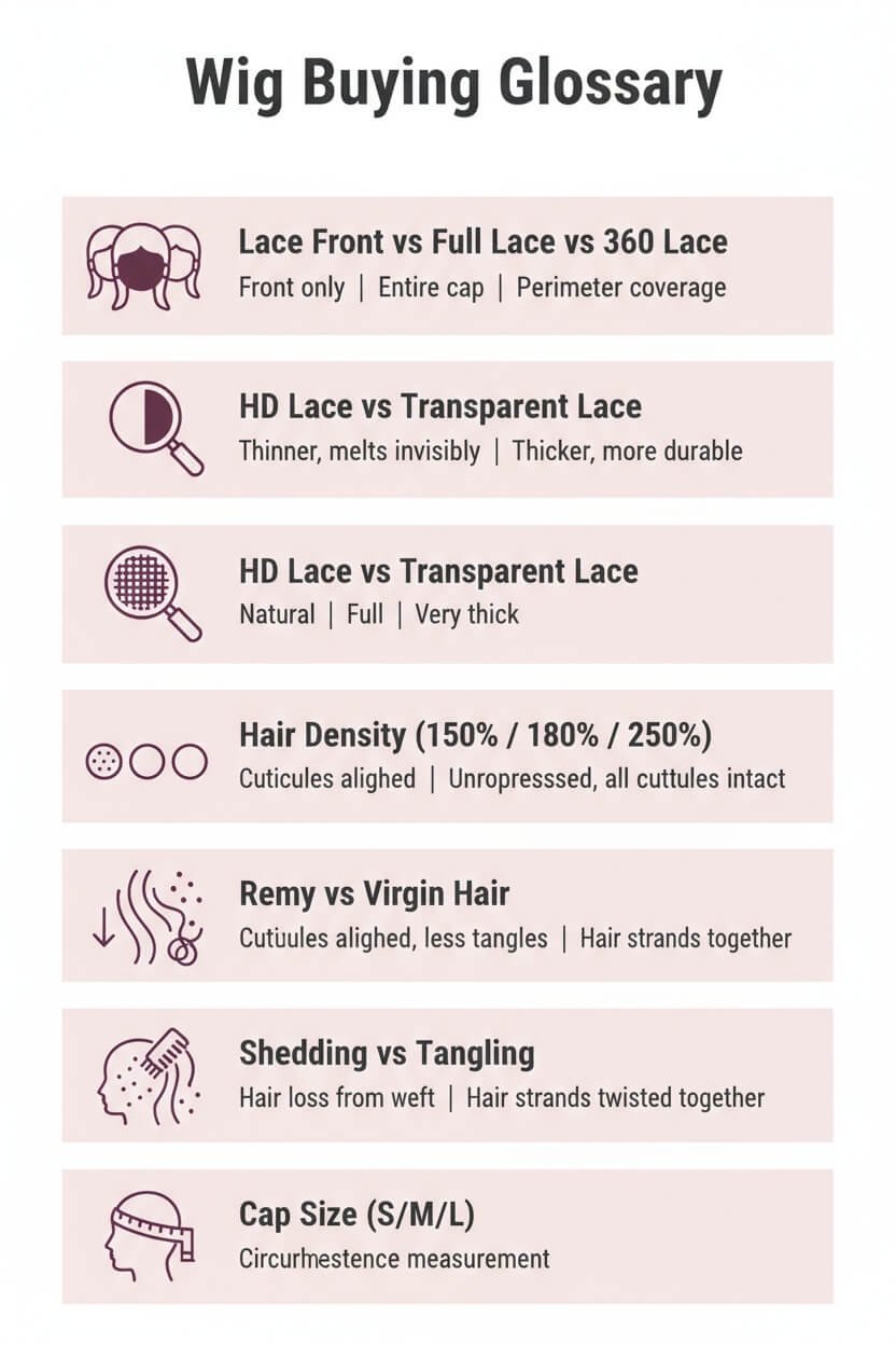 The Ultimate Guide to the Best Human Hair Wigs on AliExpress 1 Infographic with the wig terminology for beginners.