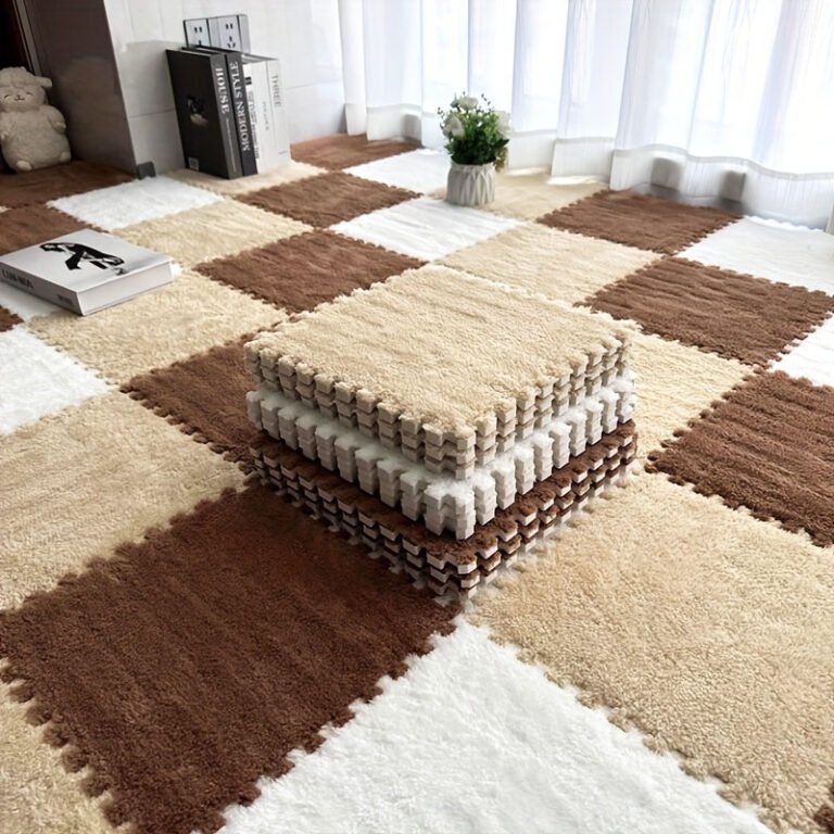 26 Temu Bedroom Finds for Better Sleep (17 Under $10) 24 18 plush interlocking foam floor tiles covering a cold bedside floor, cut to fit any room shape