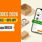 Temu codes graphic with code apx36533 for a $100 coupon bundle and 30% off, beside a phone showing a discounted cart